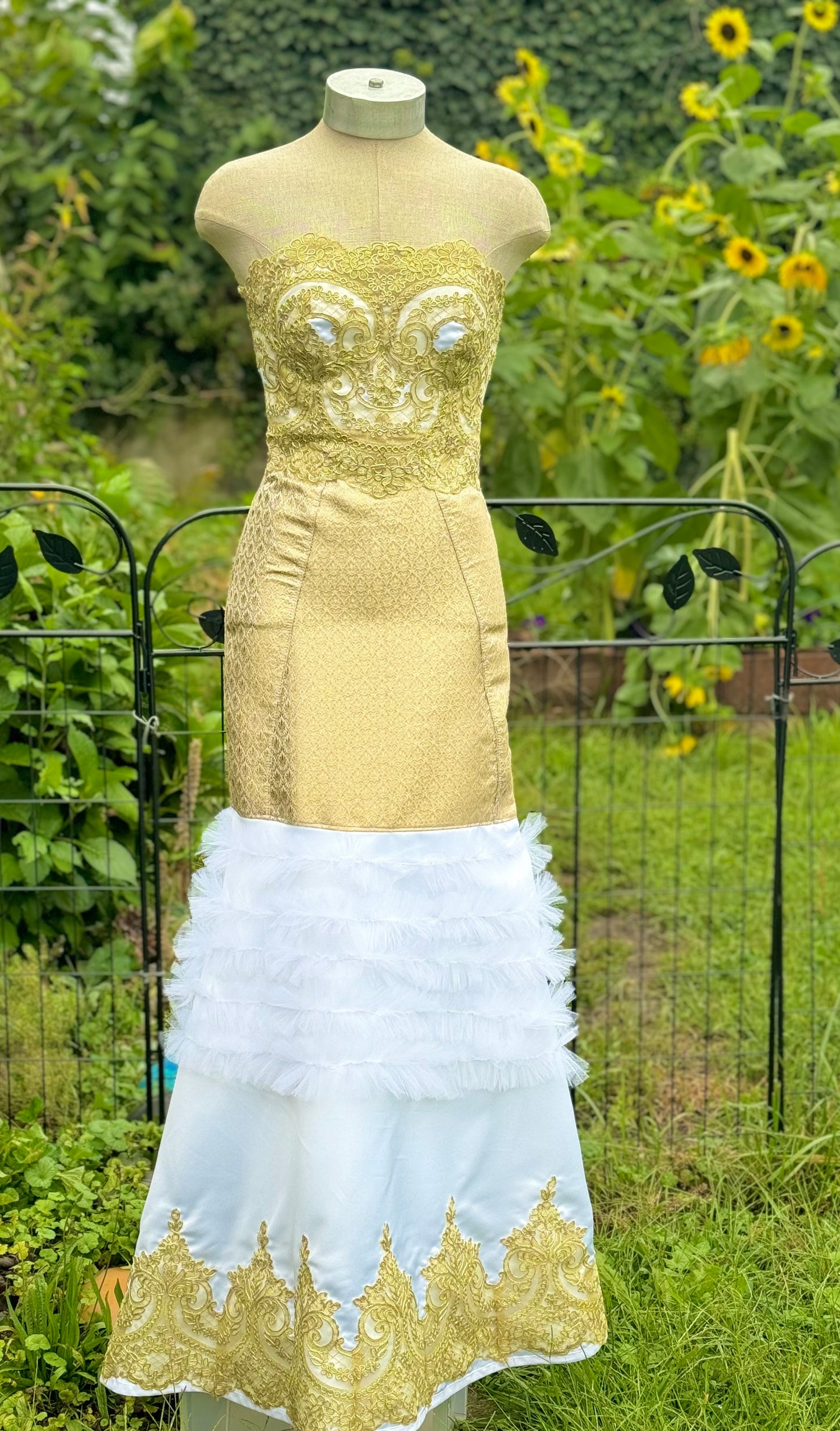Couture White and Gold Wedding Dress