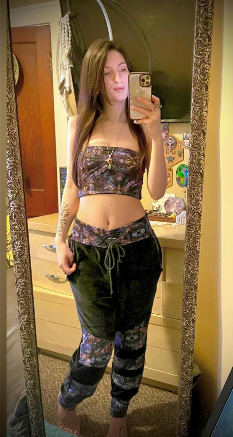 Organic Velour patchwork joggers