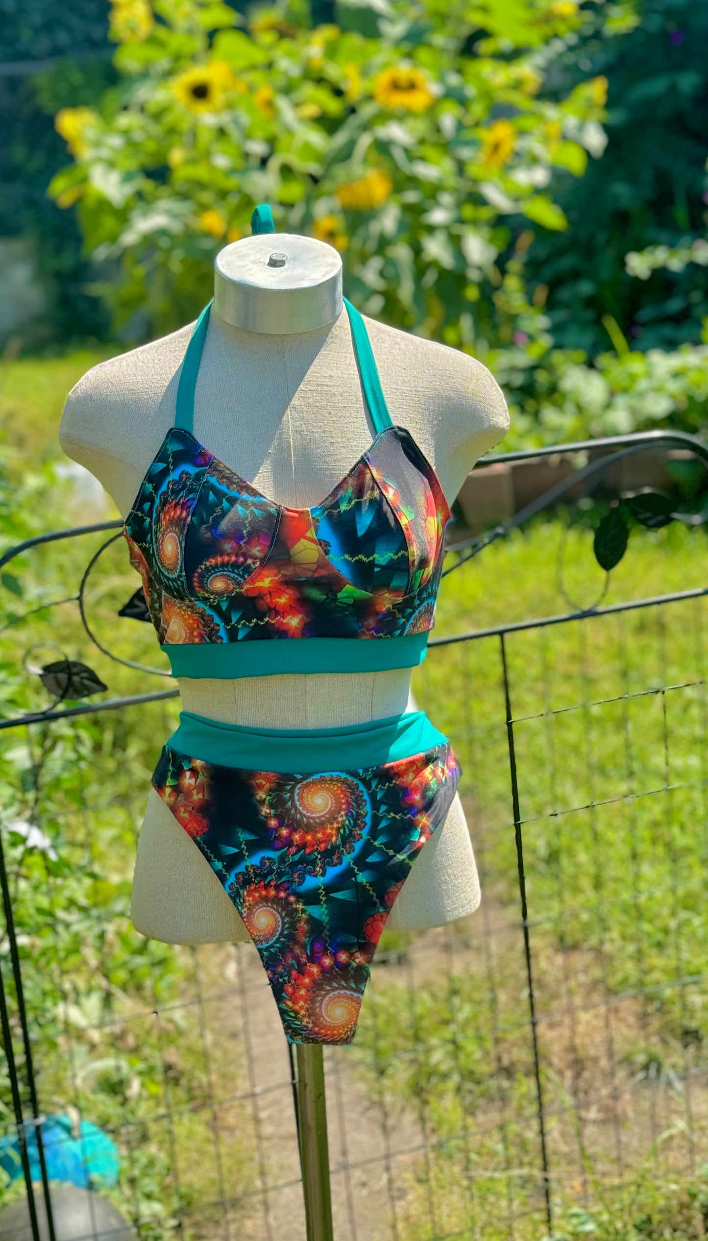 High waisted swimsuit with tailored top