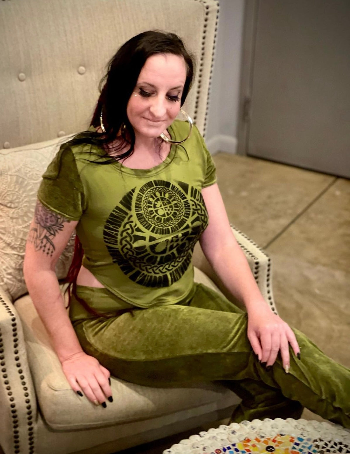 Organic velour cinch pants
