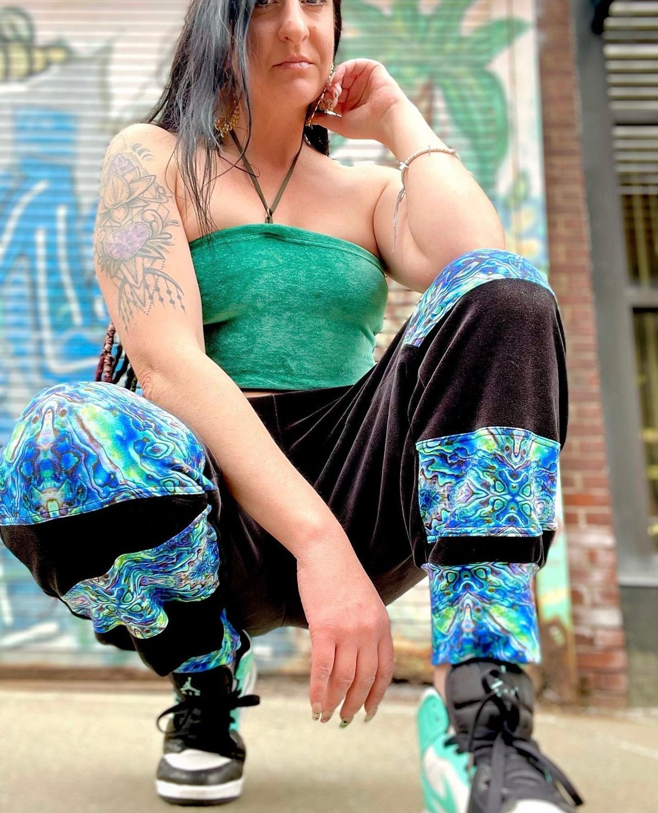 Organic Velour patchwork joggers