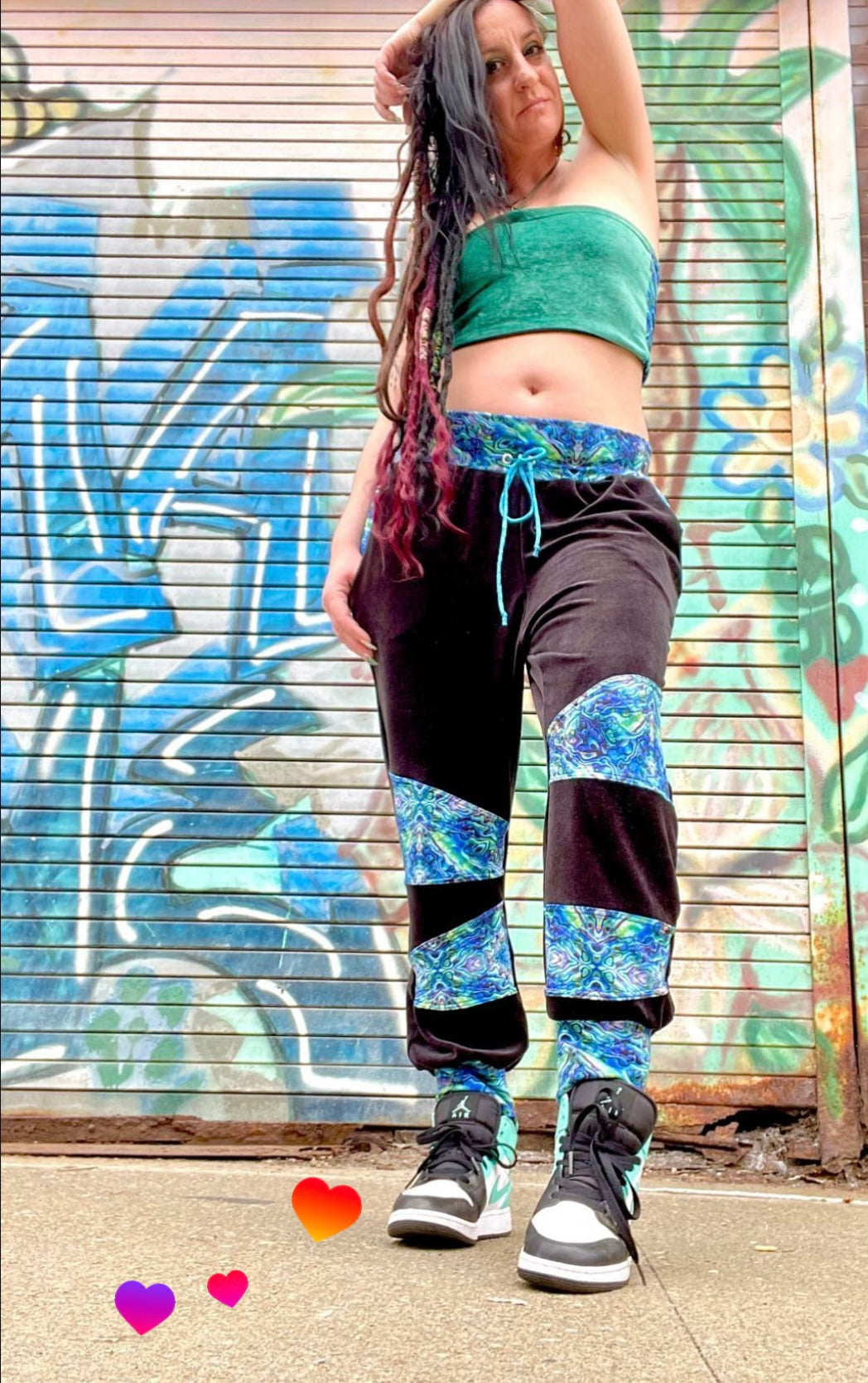 Organic Velour patchwork joggers