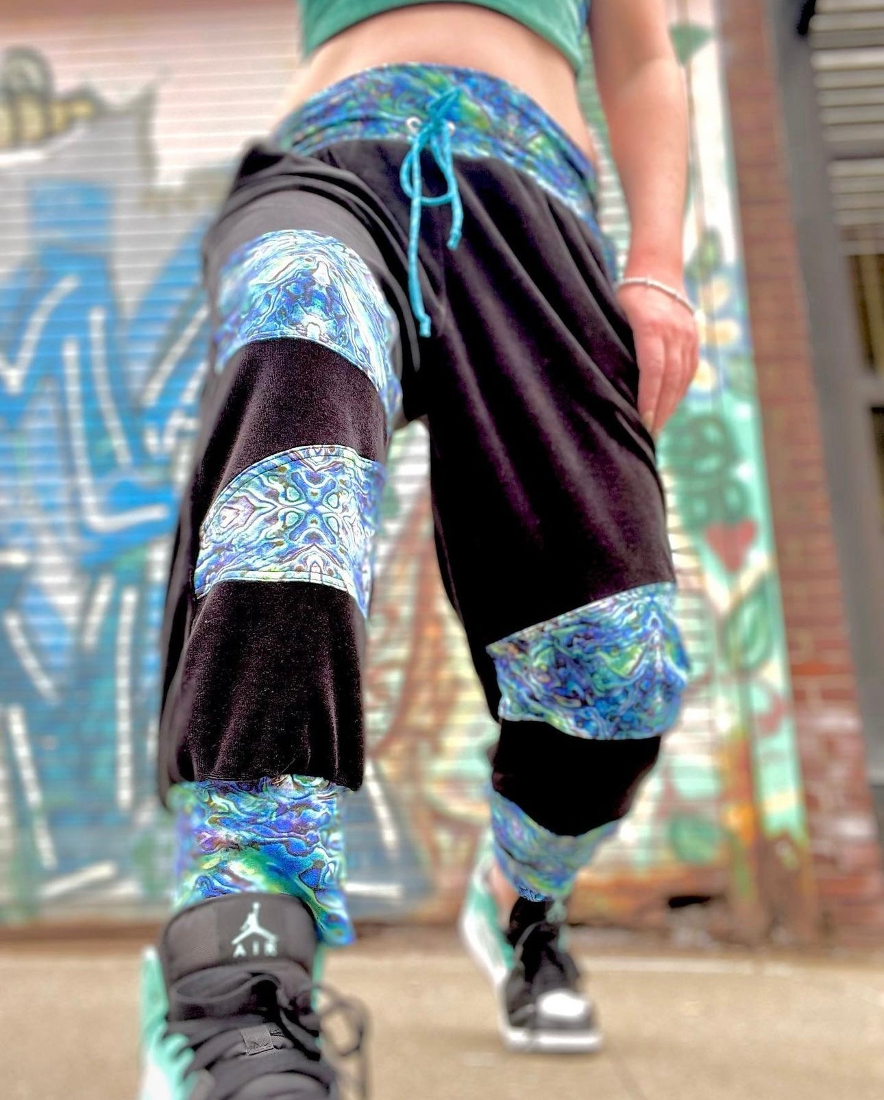 Organic Velour patchwork joggers