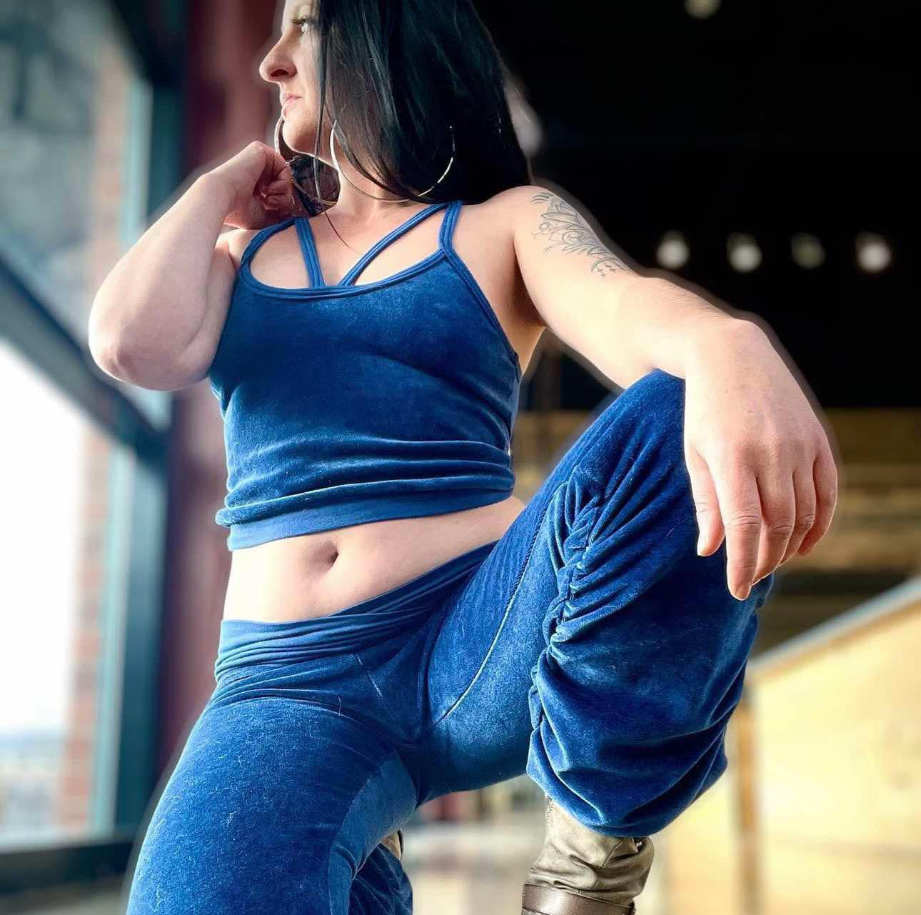 Organic velour cinch pants