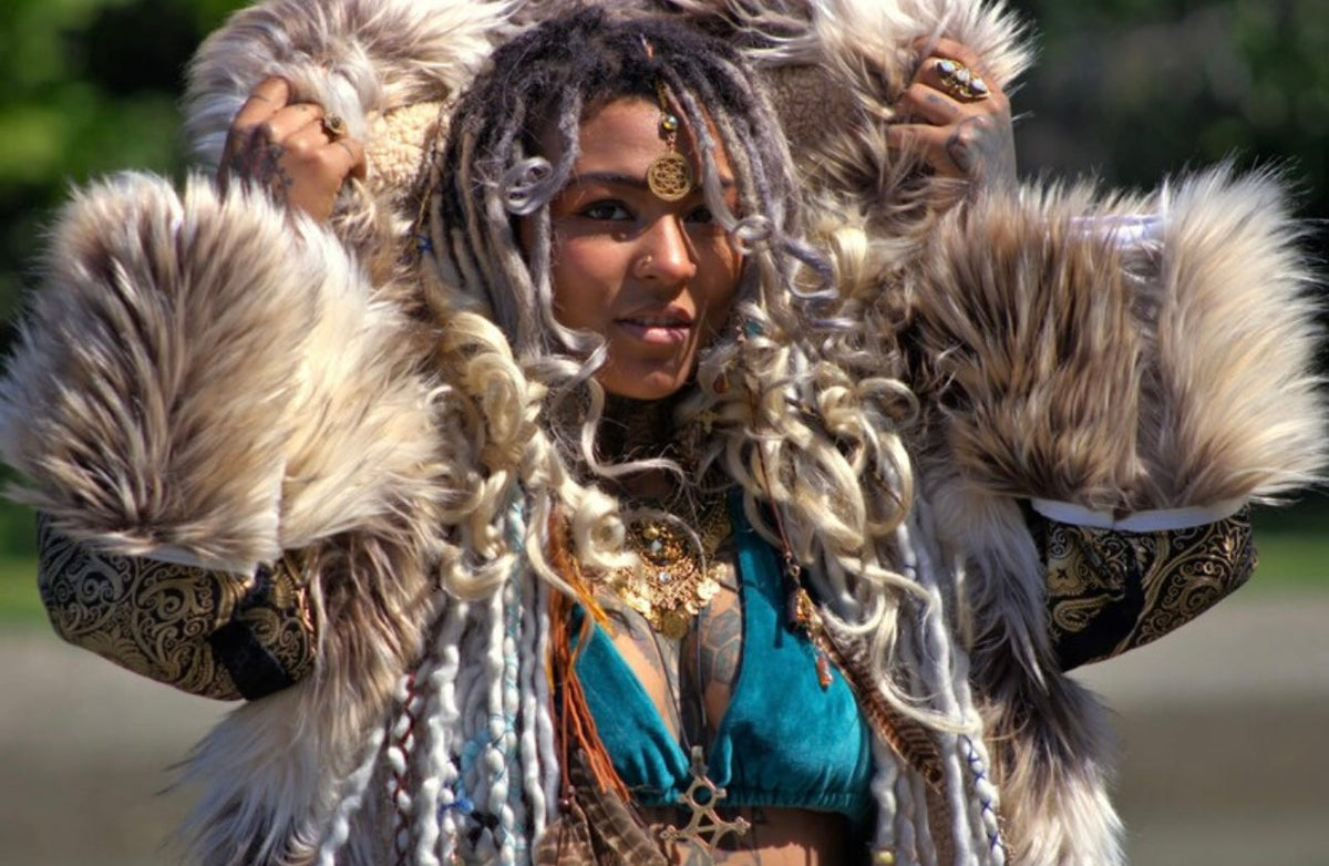 Royal Brocade and Long Pile Fur Coat