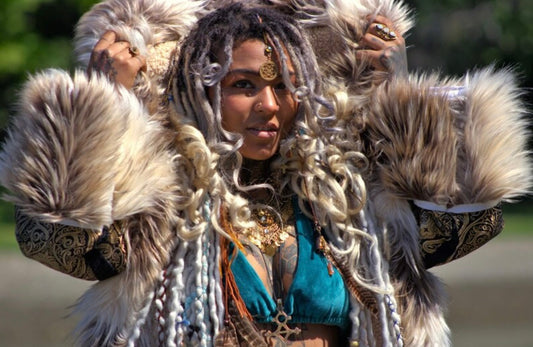 Royal Brocade and Long Pile Fur Coat